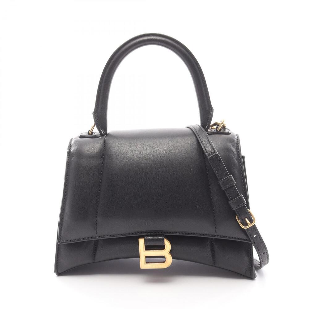 Balenciaga Hourglass Handbag Black Leather